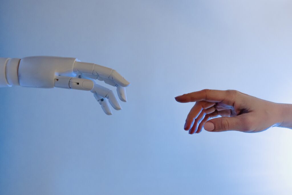 Robot reaching out to human hand